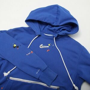 Nike Hoodie Mens Small Blue Dri-Fit Standard Issue Paint Splatter Pullover